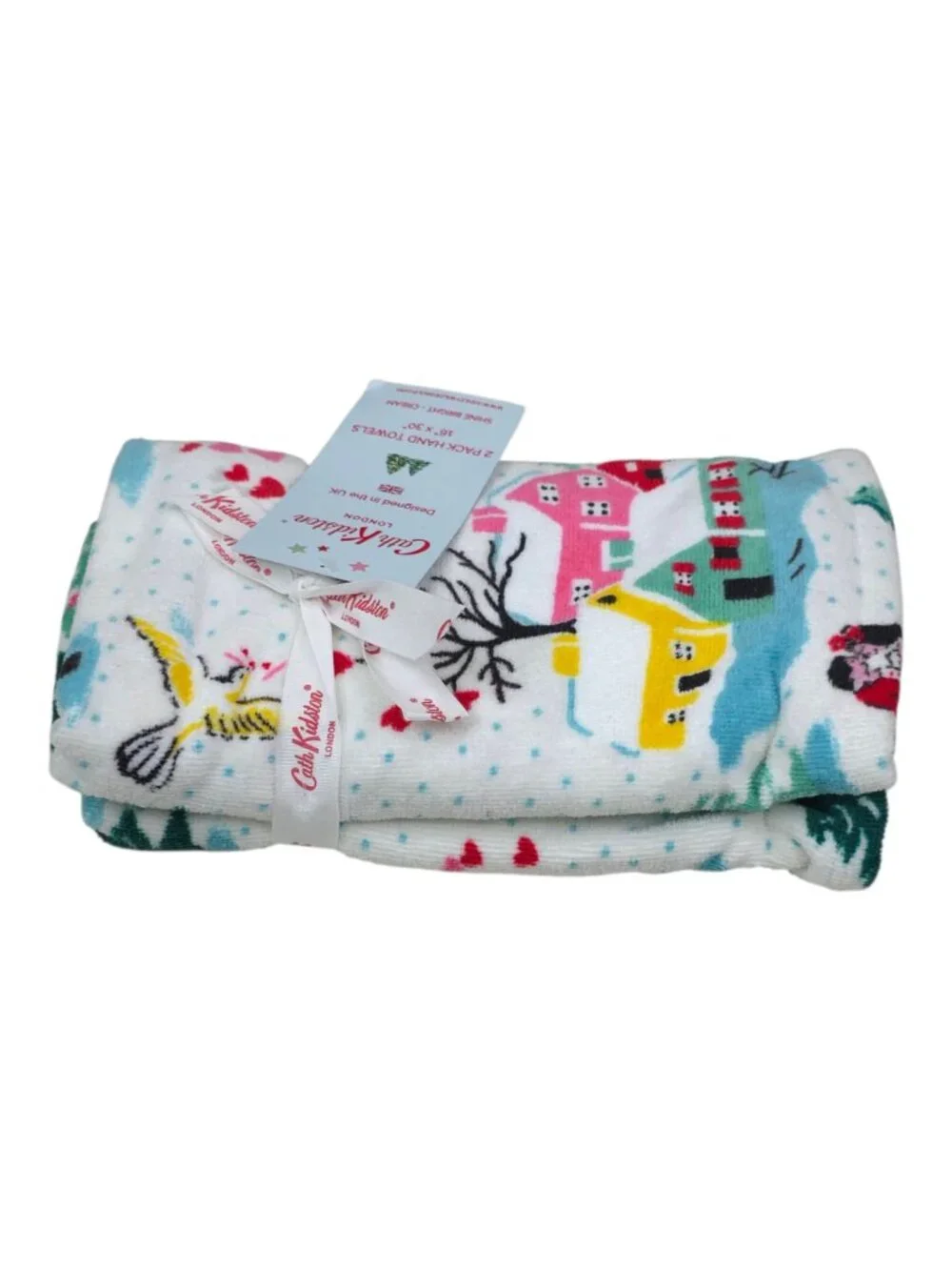 Cath Kidston 2 Pack Hand Towels Shine Bright Winter Village Holiday Christmas